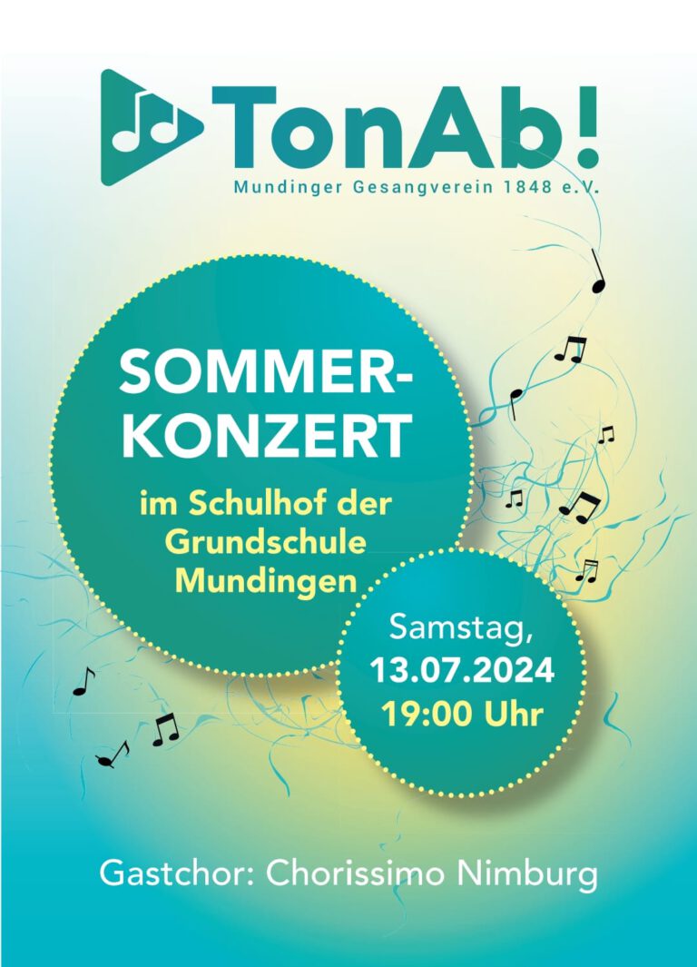 Flyer für unser Sommerkonzert am 13.07.2024 um 19 Uhr